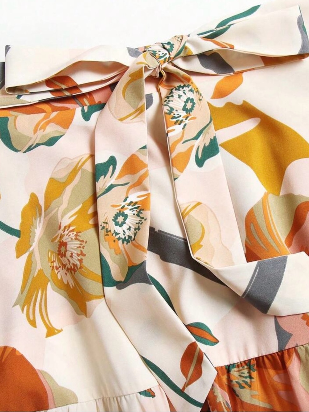 SHEIN Cream Maxi Skirt with Orange & Mustard Floral Print - Picture 3 of 5